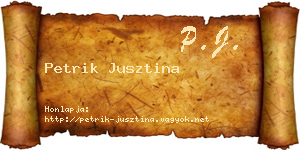 Petrik Jusztina névjegykártya